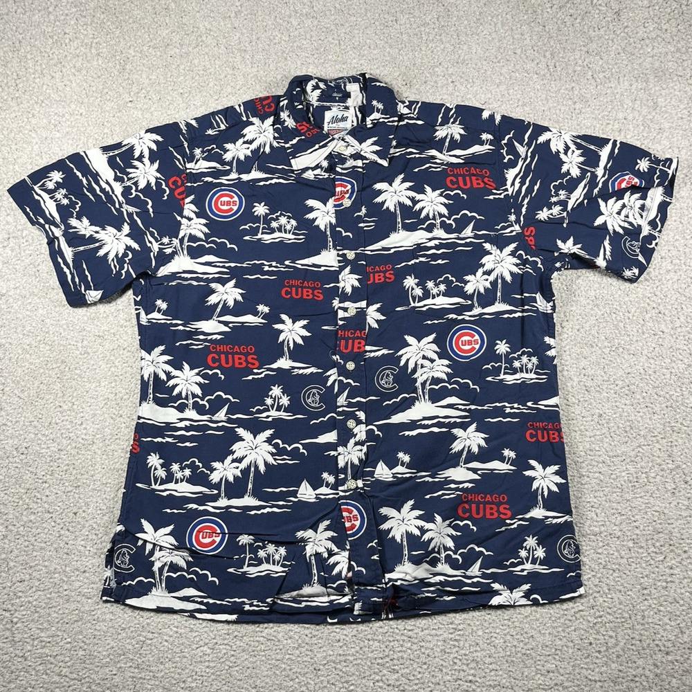 Chicago Cubs Shirt Mens S Reyn Spooner MLB Aloha Baseball Hawaiian Rayon Button